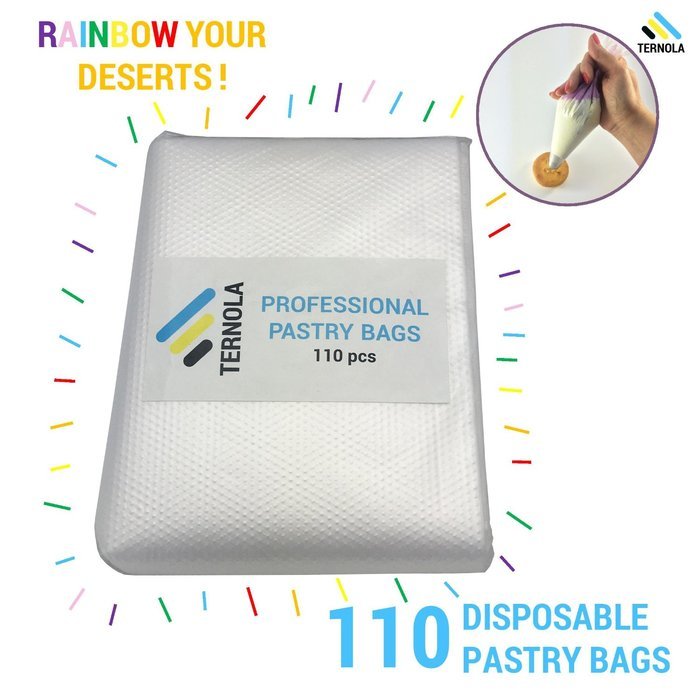 Ternola - PIPING BAG (110 PACK) - 16'' Tools for Pastry Decoration. Perfect Set for Frosting & Icing + Bonus E-GUIDE N2