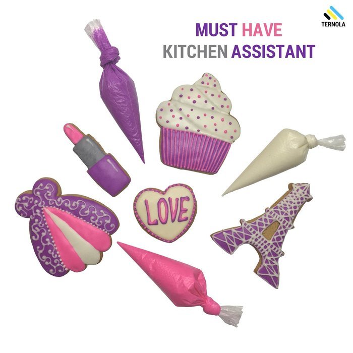 Ternola - PIPING BAG (110 PACK) - 16'' Tools for Pastry Decoration. Perfect Set for Frosting & Icing + Bonus E-GUIDE N6