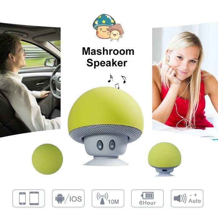 iSTYLE Mini Mushroom Style Bluetooth Wireless Speaker With Suction Cup & Built-in Microphone Compatible with Most...