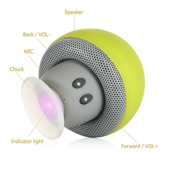 iSTYLE Mini Mushroom Style Bluetooth Wireless Speaker With Suction Cup & Built-in Microphone Compatible with Most... N3