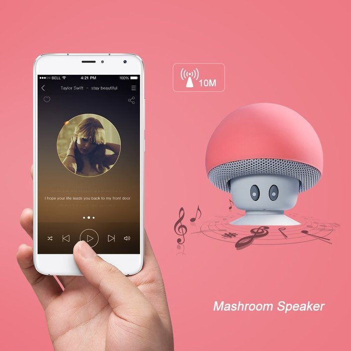 iSTYLE Mini Mushroom Style Bluetooth Wireless Speaker With Suction Cup & Built-in Microphone Compatible with Most... N8