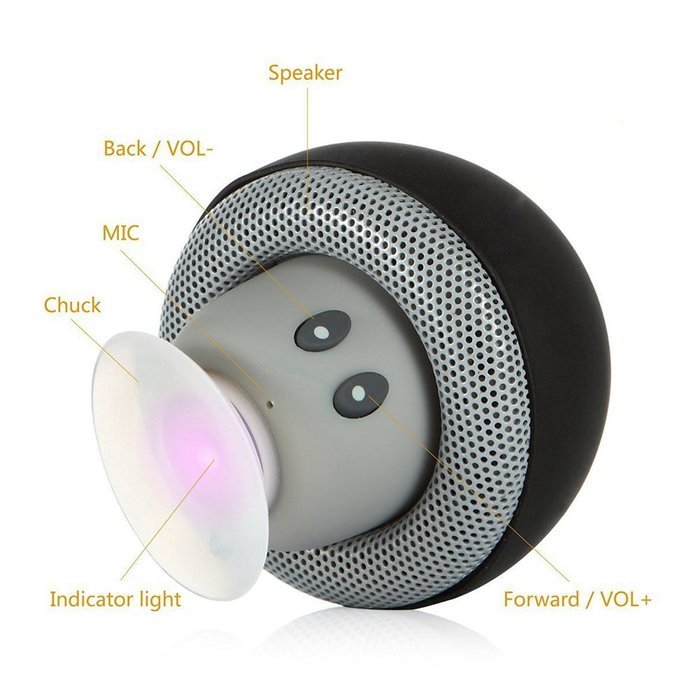 iSTYLE Mini Mushroom Style Bluetooth Wireless Speaker With Suction Cup & Built-in Microphone Compatible with Most... N20
