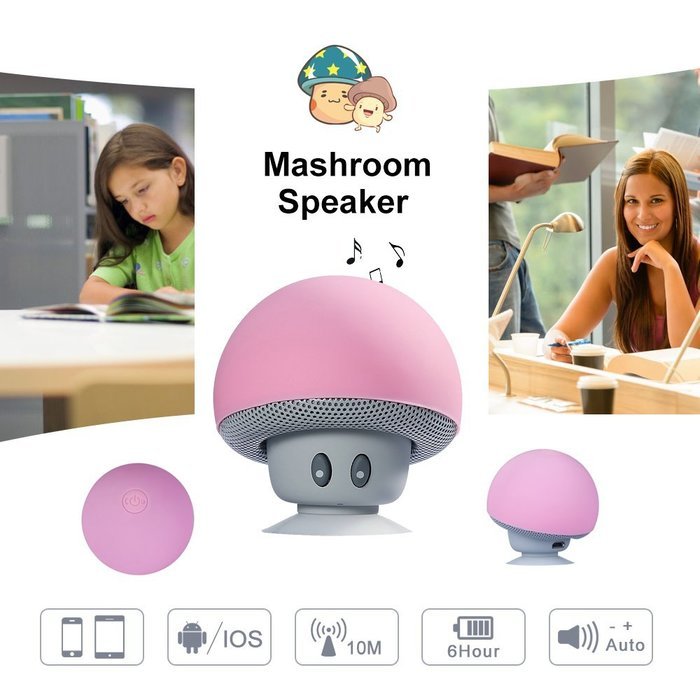 iSTYLE Mini Mushroom Style Bluetooth Wireless Speaker With Suction Cup & Built-in Microphone Compatible with Most... N24