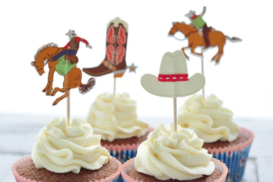 BeBeFun Cupcake Decorative Toppers Cowboys Shape Cupcake Decorating Tools for Party Supplies 24 Pieces in Pack...
