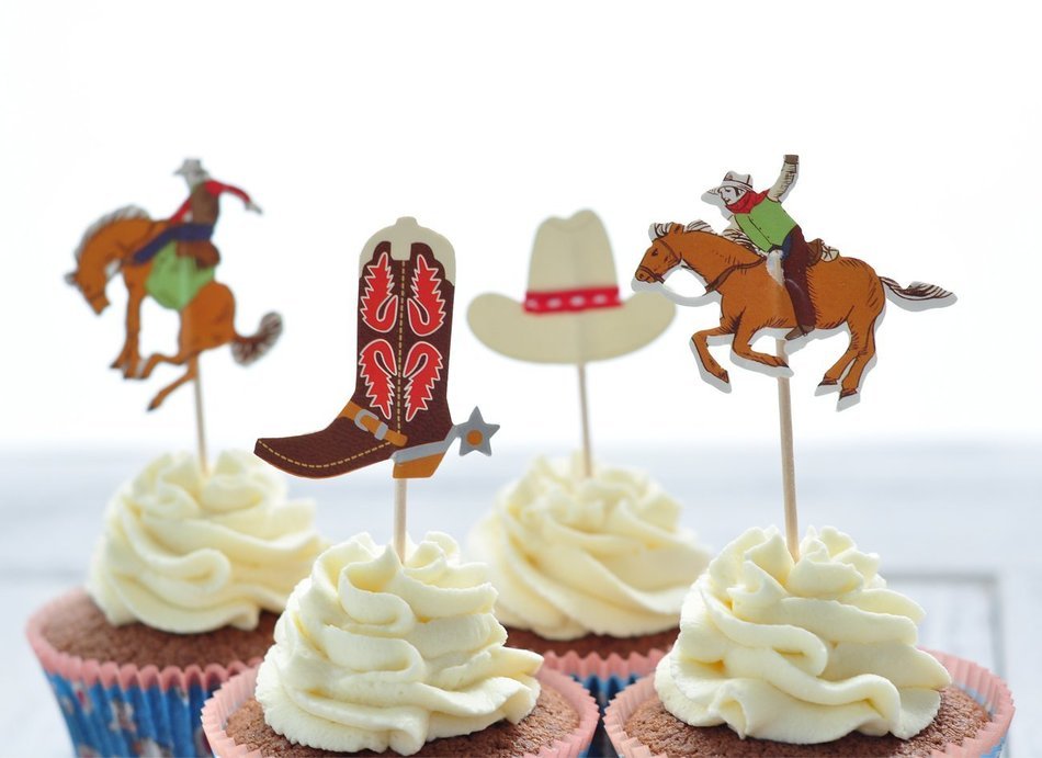 BeBeFun Cupcake Decorative Toppers Cowboys Shape Cupcake Decorating Tools for Party Supplies 24 Pieces in Pack... N2