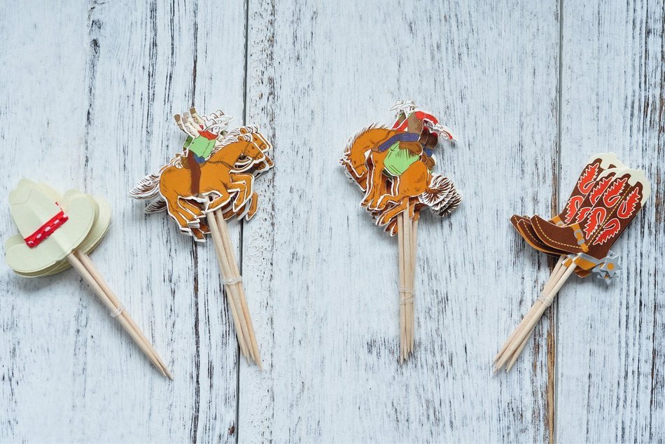 BeBeFun Cupcake Decorative Toppers Cowboys Shape Cupcake Decorating Tools for Party Supplies 24 Pieces in Pack... N3