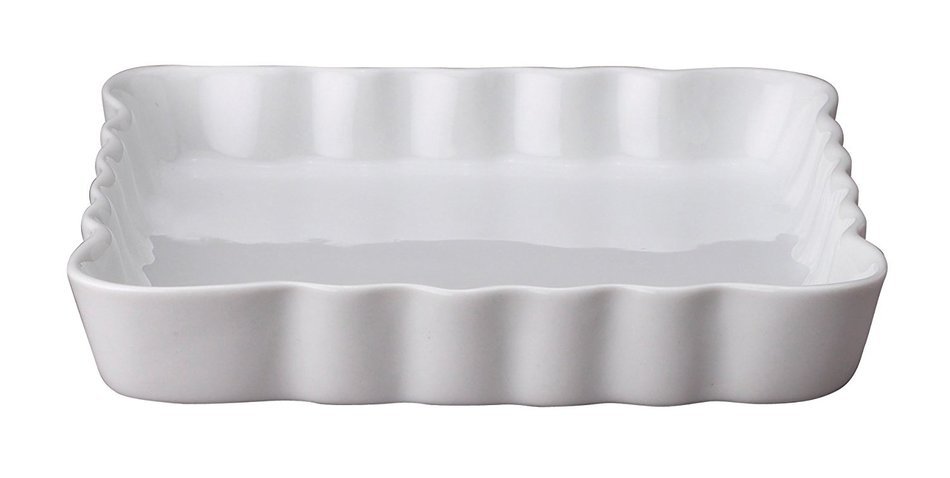 HIC Porcelain Square Quiche Dish 6.5- by 6.5- by 1-inch