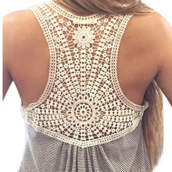 AIMTOPPY Women Summer Lace Vest Top Short Sleeve Blouse Casual Tank Tops T-Shirt (M, Gray) N3