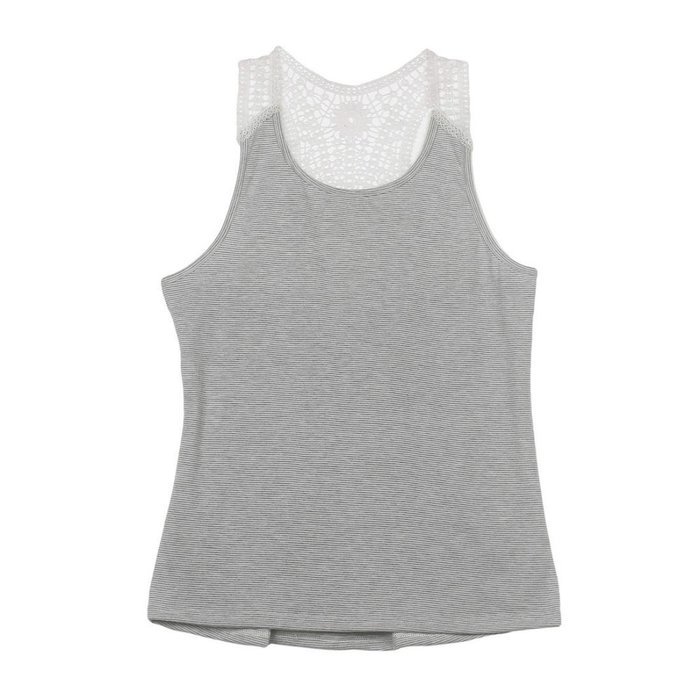 AIMTOPPY Women Summer Lace Vest Top Short Sleeve Blouse Casual Tank Tops T-Shirt (M, Gray) N4