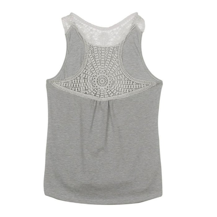 AIMTOPPY Women Summer Lace Vest Top Short Sleeve Blouse Casual Tank Tops T-Shirt (M, Gray) N5