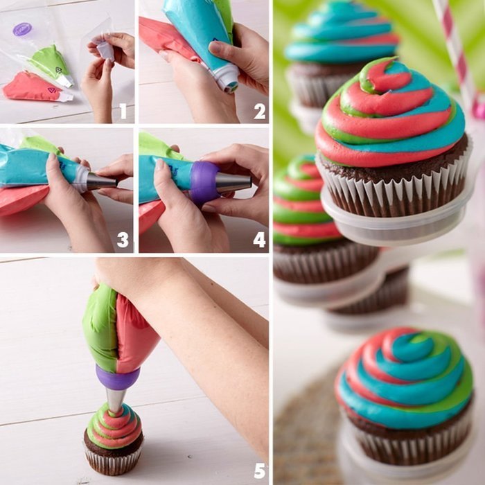 Misula Baking ColorSwirl Tri-Color Coupler Decorating Tool Cake Tools Bakeware Cupcake Fondant Cookie Cutters... N4