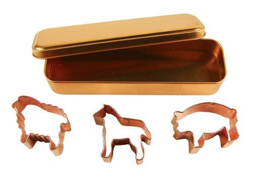 Fox Run Brands 21007 Copper Farm Animal Cookie Cutter Set