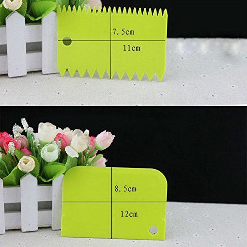 SORCO 3 Pcs Plastic Dough Icing Fondant Scraper Cake Plain Smooth Jagged Edge Spatula N3