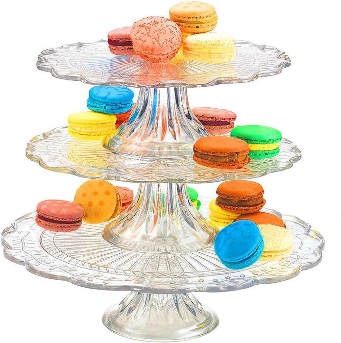 Palais Glassware Elegent 3 in 1 Cupcake or Cake Stand - Mix and Match Use As a One Tier, Two Tier or Three Tier... N3