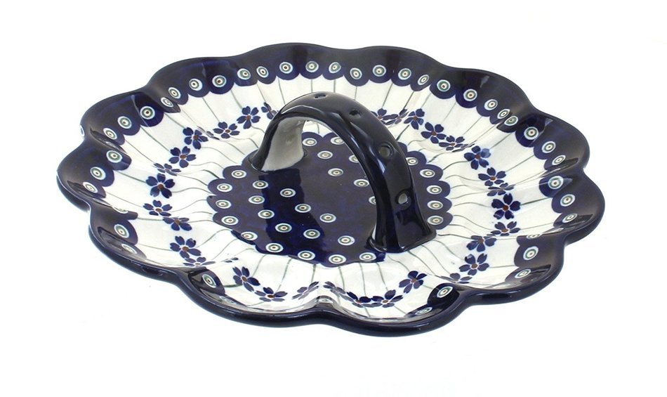Polish Pottery Flowering Peacock Egg Plate