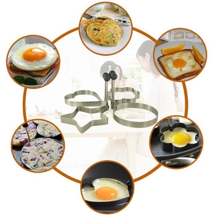 uxcell Stainless Steel Kitchen Non-stick Frying egg Mold Mould Omelette Egg Pancake Ring Shaper with Collapsible... N12