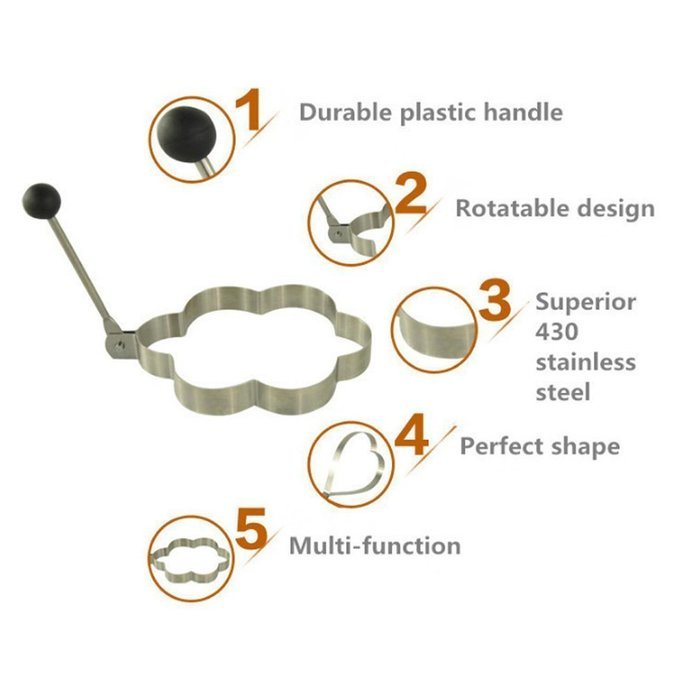 uxcell Stainless Steel Kitchen Non-stick Frying egg Mold Mould Omelette Egg Pancake Ring Shaper with Collapsible... N13
