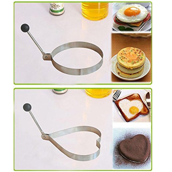 uxcell Stainless Steel Kitchen Non-stick Frying egg Mold Mould Omelette Egg Pancake Ring Shaper with Collapsible... N15