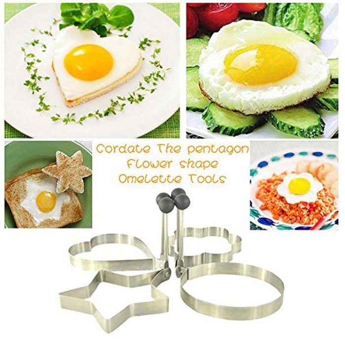 uxcell Stainless Steel Kitchen Non-stick Frying egg Mold Mould Omelette Egg Pancake Ring Shaper with Collapsible... N16