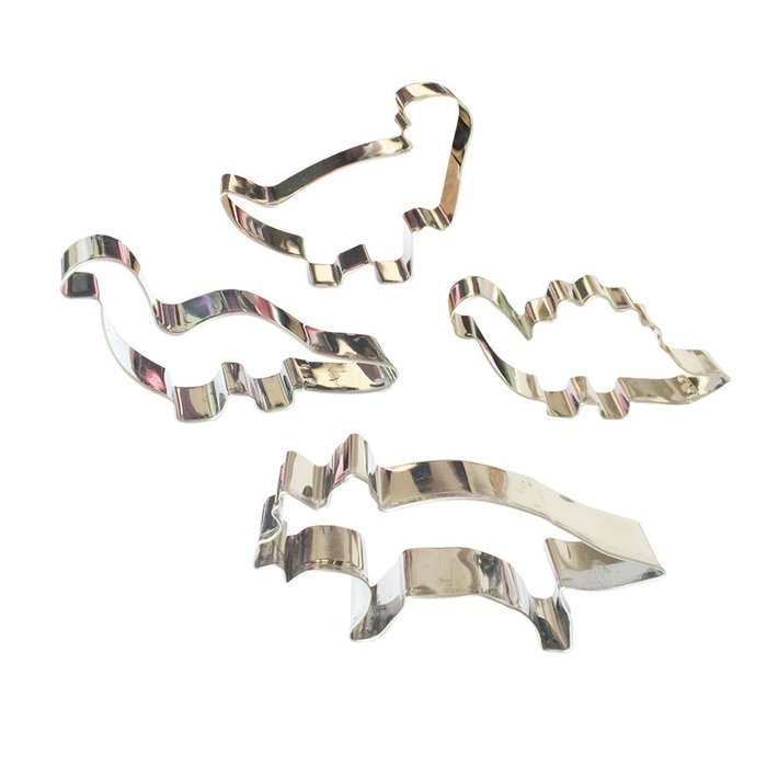 Yatim 4pcs Stainless Steel Dinosaur Shape Cookie Biscuit Fondant Cookie Cutter Mold for Baking Mold