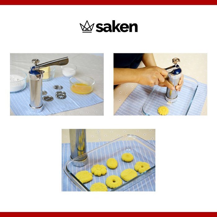 Saken Stainless Steel Cookie Press Gun Set with Plastic Easy-Grip Trigger Handle, Deluxe II Premium Grade Kit,... N8