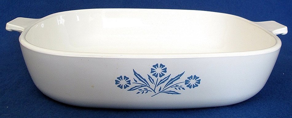 Vintage Corning Ware " Blue Cornflower " Shallow Casserole Skillet Baking Dish P-10-B w/ Lid 10"