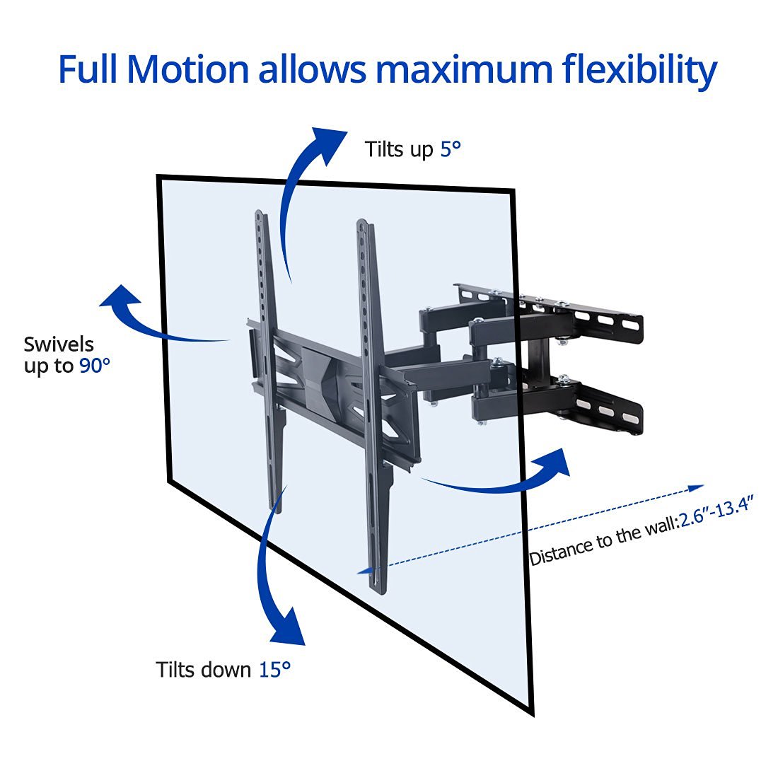 Fleximounts A22 Full Motion Articulating TV Wall Mount Tilt Swivel ...