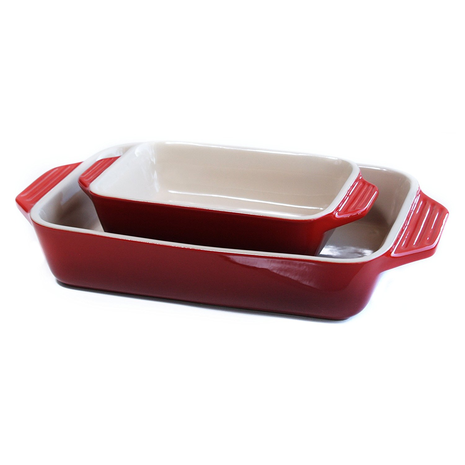 Le Creuset Stoneware Palm Rectangular 2 Piece Casserole Dish Set N4 ...