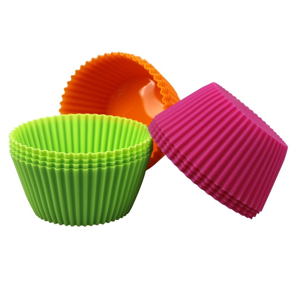 Webake 12-Pack 4.3-inch Non-stick Jumbo Silicone Cupcake Liners, Baking ...