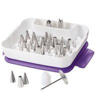 New Wilton Deluxe Tip Set w/ 22 Tips, CASE Coupler &amp; Flower Nail cake icing