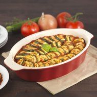 Good Cook 04489 OvenFresh Stoneware Ceramic Casserole Dish, 1.75 quart, Red N2