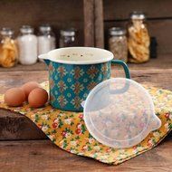 6-Cup Vintage Geo Decorated Enamel-On-Steel Measuring Pitcher with Lid,The Pioneer Woman