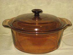 Vintage Corning Ware Visions Ware 5 Quart Amber Dutch Oven Pot w/ Lid - Made In USA