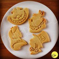 FULL SET of 4 Alice in Wonderland Characters Cookie Cutters | Alice Kingsley, Mad Hatter, White Rabbit and Cheshire...