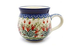 Polish Pottery Mug - 15 oz. Bubble - Crimson Bells