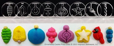 Ornaments 8 Disk Set for Cookie Presses (SIZE P disks for presses that came with PLASTIC disks)