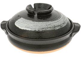 Kotobuki Shigaraki Tenmoku Hakeme Donabe Japanese Hot Pot, Large, Black