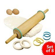 Hampton Direct Set of 8 Rubber Rolling Rings Baking Supplies 4 Different Sizes