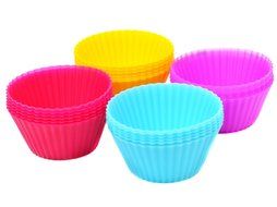 July Sky Silicone Cupcake liners - Non-Stick Reusable Silicone Baking Cups - Mini Muffins Molds (24 Pack,D 2.75in... N2