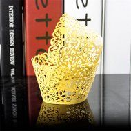 Cupcake Holders, Phifo Hollow Carving Decor Wrapper Wraps Cupcake Muffin Paper Holders With Filigree Vine Designed... N2