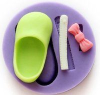 Longzang Baby Shoe Art Deco Silicone Mold Sugar Craft DIY Gumpaste Cake Decorating Clay Pink