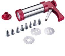 Westmark Germany Multipurpose Stainless Steel Cookie Press and Piping Gun Decorating Kit with Recipes