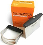 Cuisavour Pastry Scraper &amp; Dough Blender Cutter Set - Stainless Steel with Ergonomic Rubber Grips - Bench Knife...