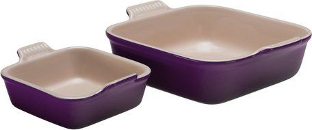 Le Creuset Heritage Cassis Stoneware Square Baker, Set of 2