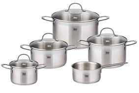 ELO Top Collection Stainless Steel Kitchen Induction Cookware Set w/ Roaster, Shock Resistant Glass Lids and Integrated... N6