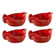 Revol Happy Cuisine Pepper Red Porcelain 7 Ounce Poultry Dish, Set of 4