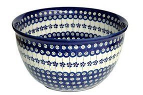 Polish Pottery Flowering Peacock Large Mixing Bowl