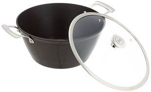 Mario Batali by Dansk Light Enameled Cast Iron Round Casserole, 4-Quart, Black N11