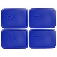 Pyrex 7210-PC Rectangle 3 Cup Storage Lid for Glass Dish (4, Cobalt Blue)