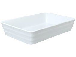 BIA Cordon Bleu 905387 3.75-Quart White Porcelain Ribbed Baking Dish, 14-Inch